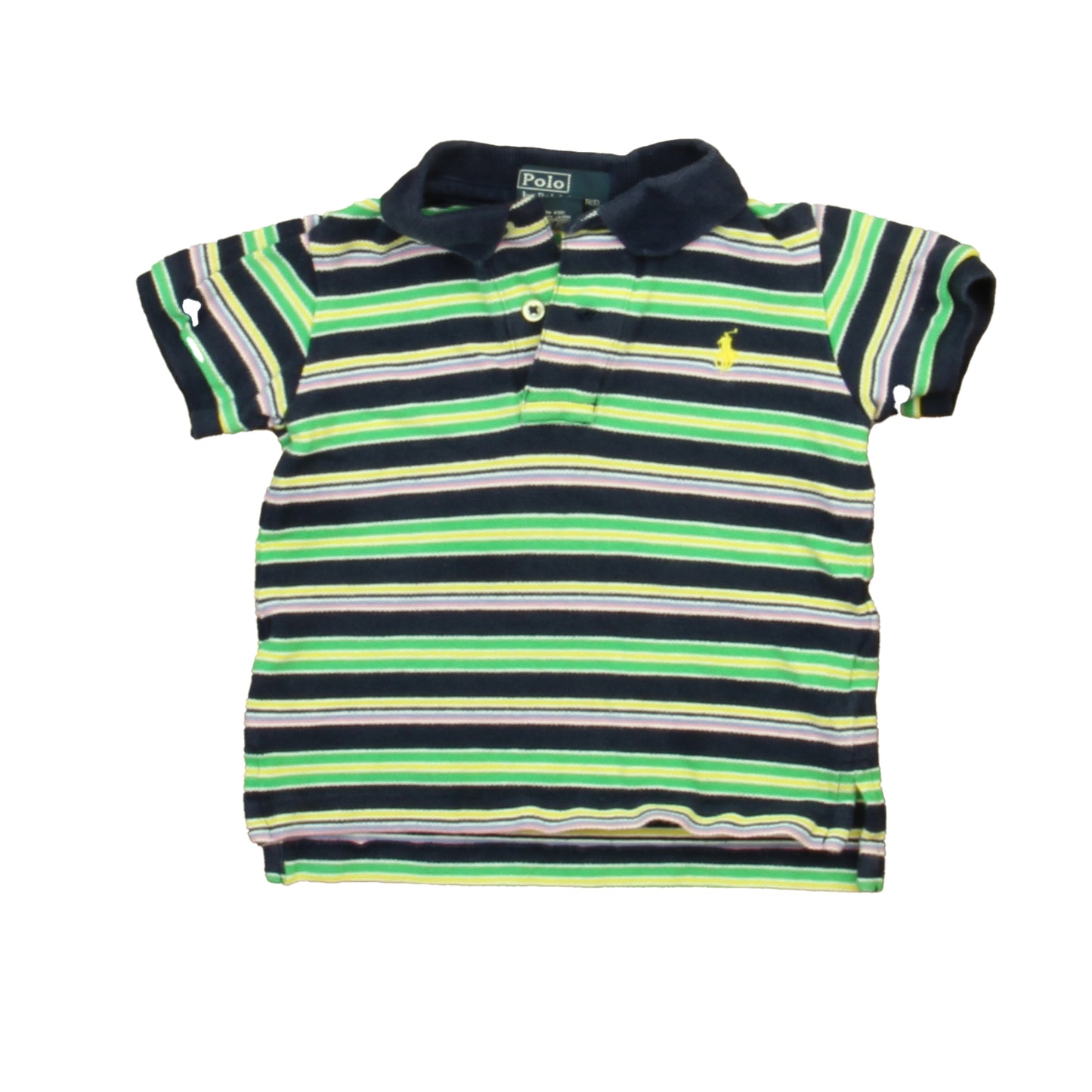 Ralph Lauren Boys Green | Blue Stripe Polo Shirt Size: 12 Months Green | Blue Stripe