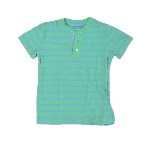 Primary.com Boys Green | Blue Stripe Henley Size: 4T Green | Blue Stripe