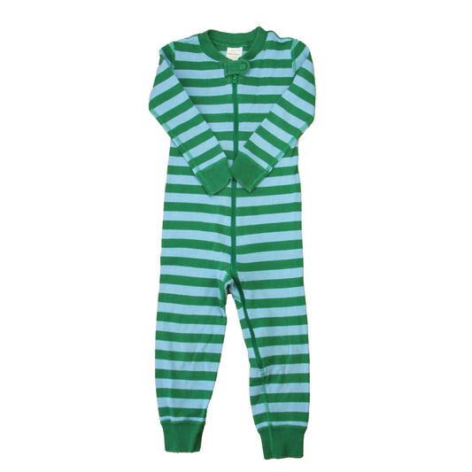 Hanna Andersson Boys Green | Blue Stripe 1-piece Non-footed Pajamas Size: 3T