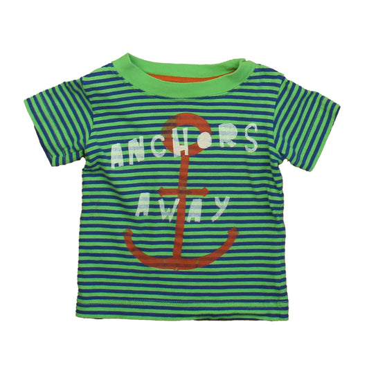 Kitestrings Boys Green | Blue Stripe T-Shirt Size: 6-9 Months Green | Blue Stripe