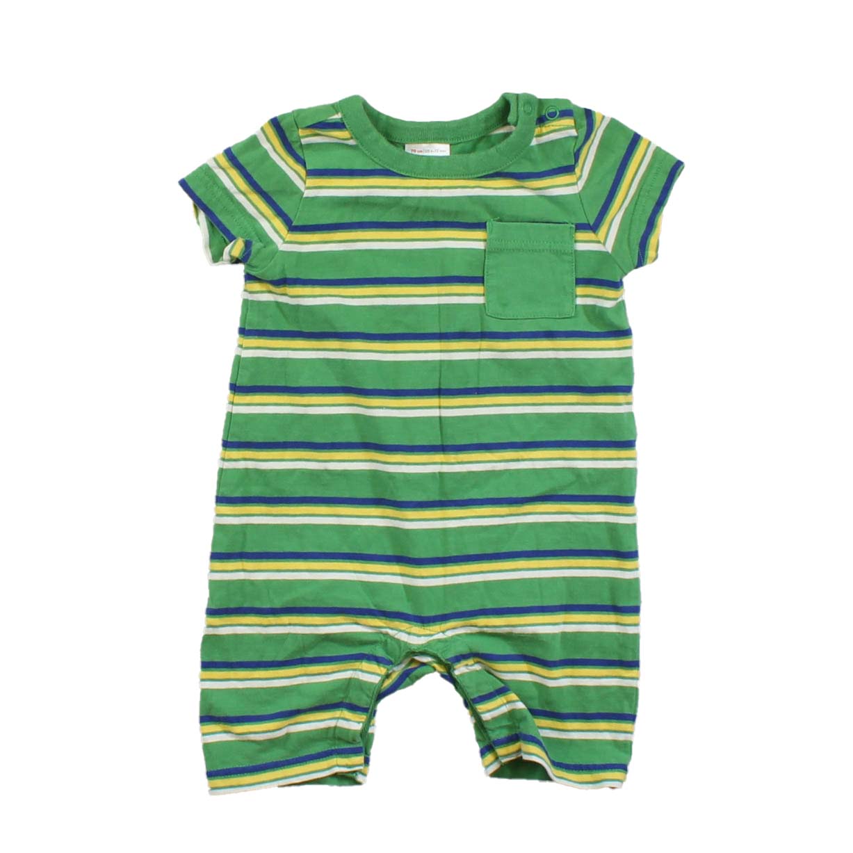 Hanna Andersson Boys Green | Blue | Yellow | Stripes Romper Size: 6-12 Months Green | Blue | Yellow | Stripes