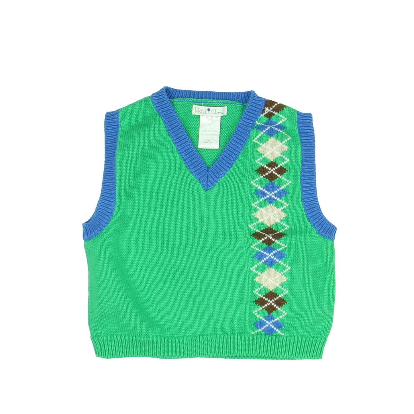 Petit Ami Boys Green | Blue Sweater Vest Size: 2T