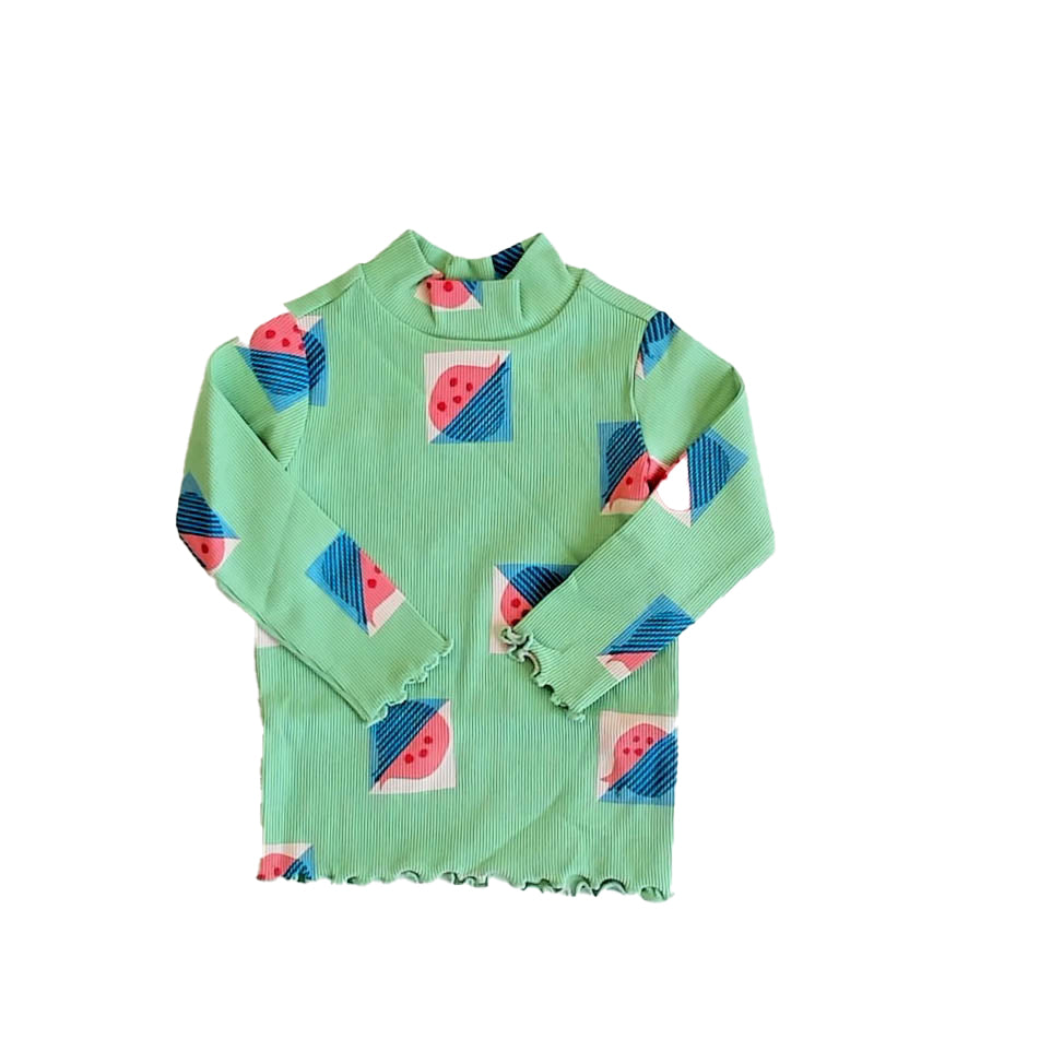 Tea Collection Girls Green | Blue Long Sleeve T-Shirt Size: 9-12 Months Green | Blue