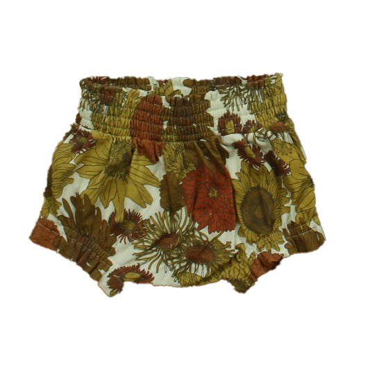 Kate Quinn Organics Girls Green | Brown Floral Shorts Size: 18-24 Months