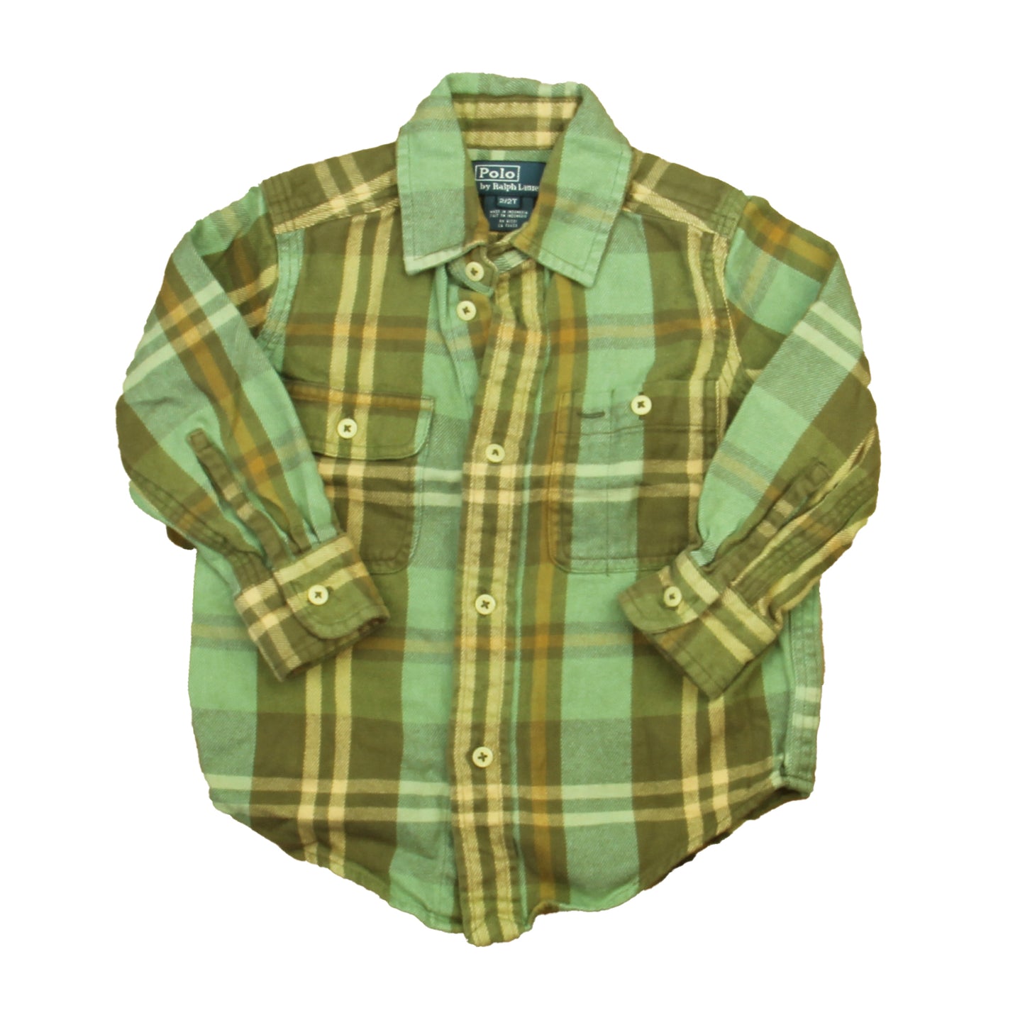 Ralph Lauren Boys Green | Brown Plaid Button Down Long Sleeve Size: 2T