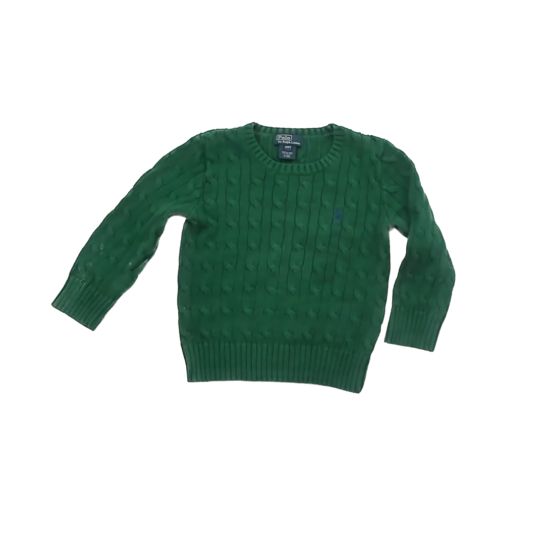 Ralph Lauren Unisex Green Cableknit Sweater Size: 4T Green Cableknit