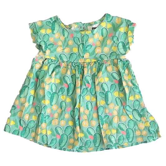 Tea Girls Green Cactus Dress Size: 6-9 Months Green Cactus