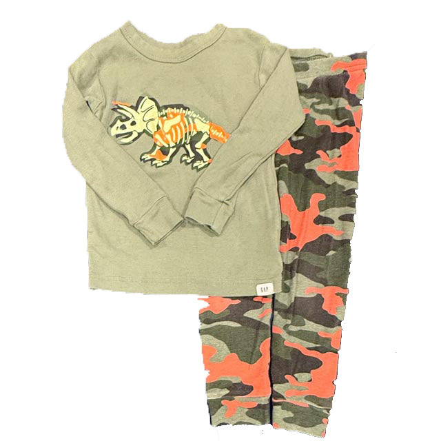 Gap Boys Green Camo | Dinosaur 2-piece Pajamas Size: 2T