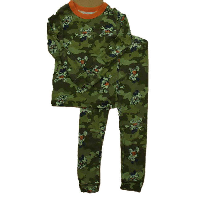 Disney Boys Green Camo Mickey 2-piece Pajamas Size: 3T