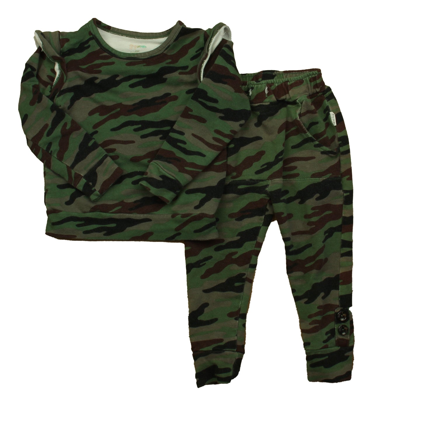 Gigi and Max Girls Green Camo Apparel Sets Size: 2-3T