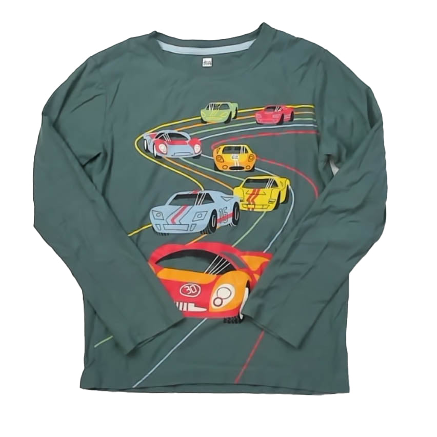 Tea Collection Boys Green Cars Long Sleeve T-Shirt Size: 12 Years Green Cars