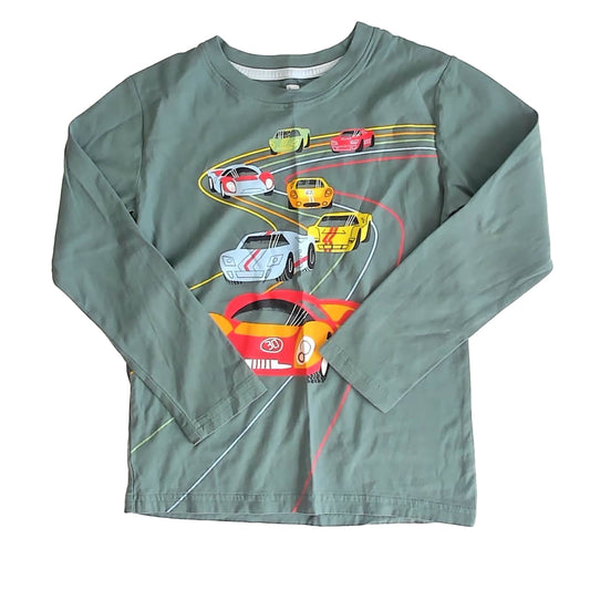 Tea Collection Boys Green Cars Long Sleeve T-Shirt Size: 7 Years Green Cars