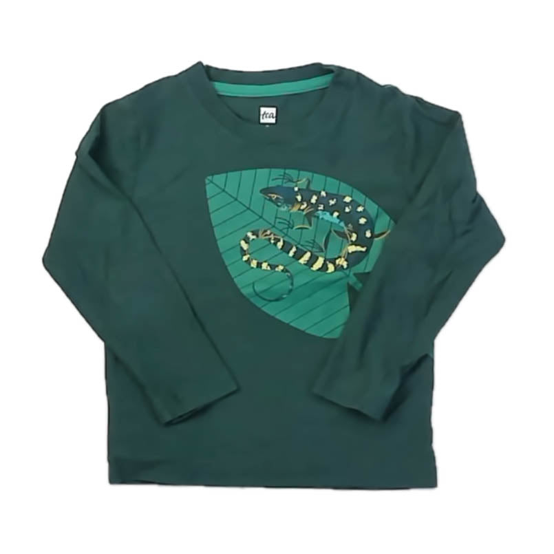 Tea Collection Boys Green Chameleon Long Sleeve T-Shirt Size: 3T Green Chameleon