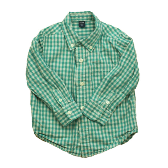 Gap Boys Green Check Button Down Long Sleeve Size: 3T