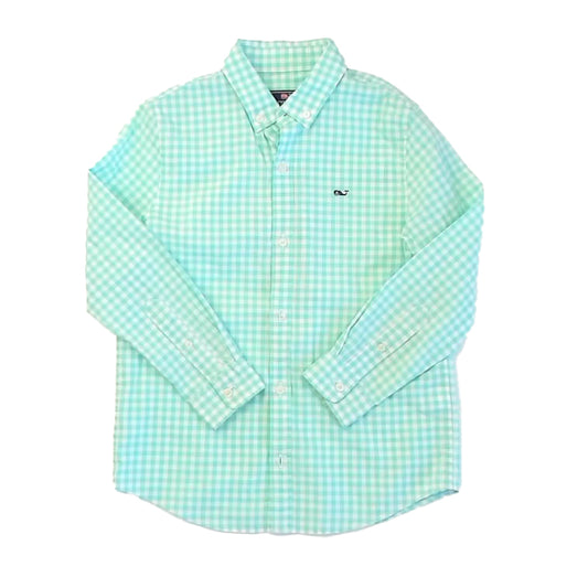 Vineyard Vines Boys Green Check Button Down Long Sleeve Size: 7 Years Green Check