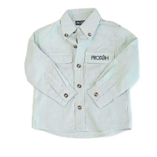Prodah Boys Green Check Button Down Long Sleeve Size: 2T Green Check