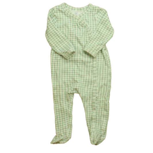 Nordstrom Boys Green Check 1-piece footed Pajamas Size: 6 Months