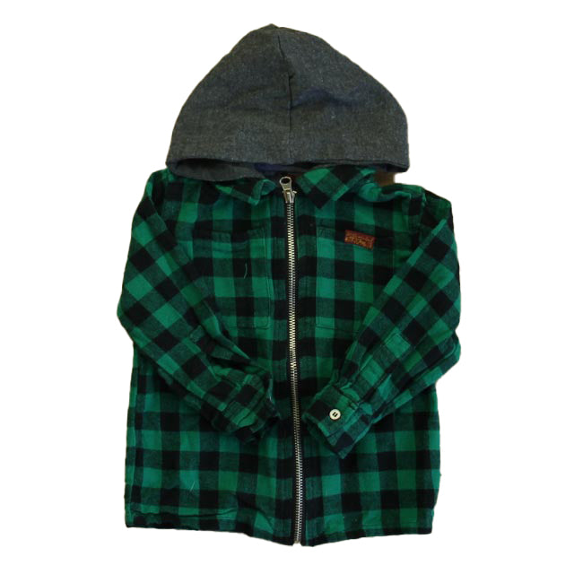 7 for all Mankind Boys Green Check Button Down Long Sleeve Size: 24 Months