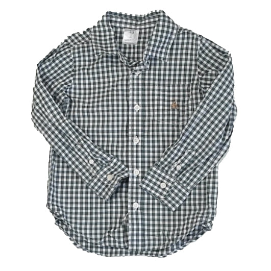 Gap Boys Green Check Button Down Long Sleeve Size: 5T Green Check