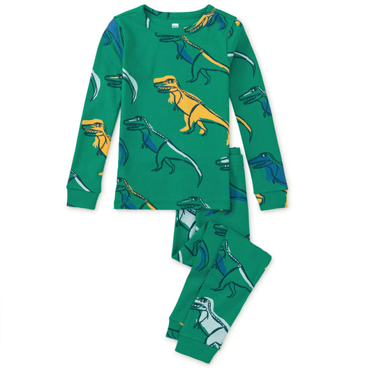 Tea Collection Boys Green Dino 2-piece Pajamas Size: 12-18 Months Green Dino