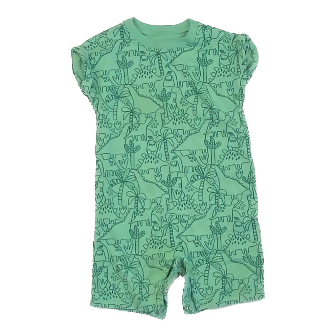 Wonder Nation Boys Green Dino Romper Size: 24 Months Green Dino
