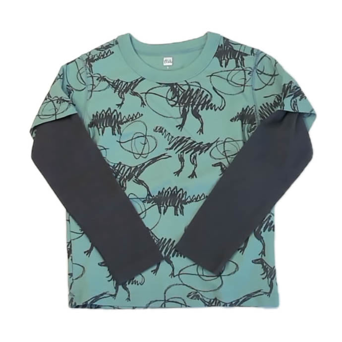 Tea Collection Boys Green Dinosaurs Long Sleeve T-Shirt Size: 5T Green Dinosaurs