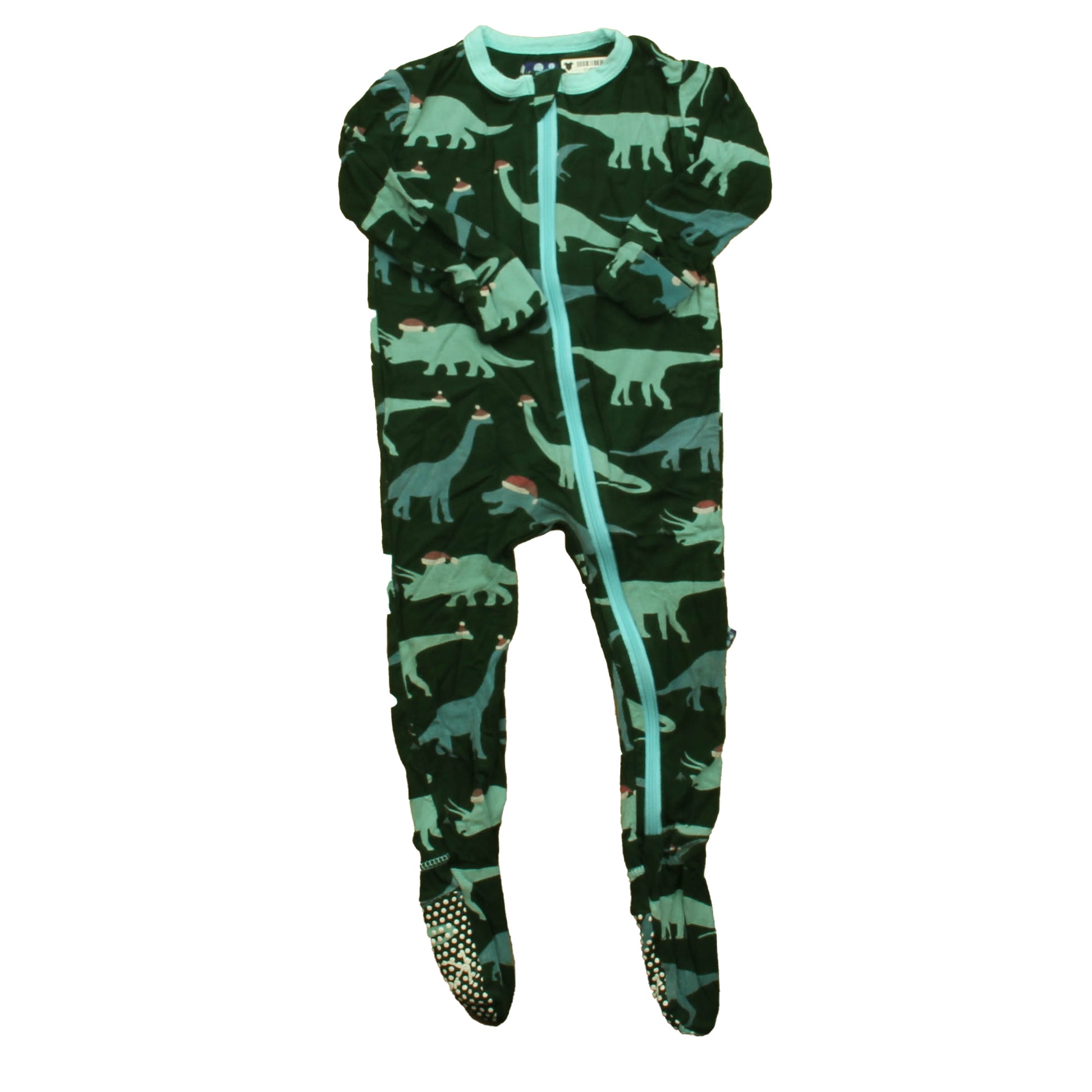 Kickee Pants Boys Green Dinosaurs 1-piece footed Pajamas Size: 9-12 Months Green Dinosaurs