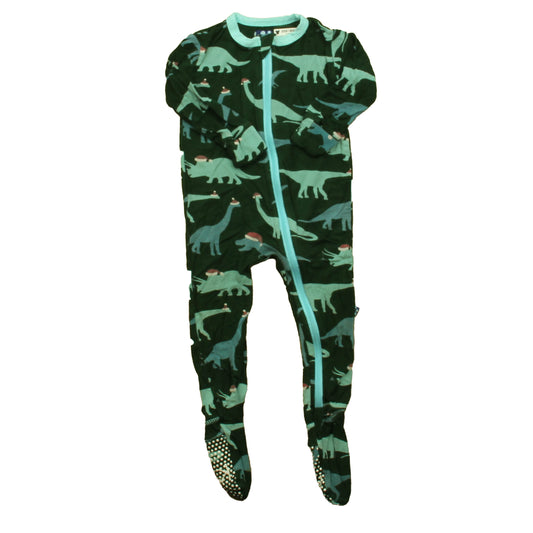 Kickee Pants Boys Green Dinosaurs 1-piece footed Pajamas Size: 9-12 Months Green Dinosaurs