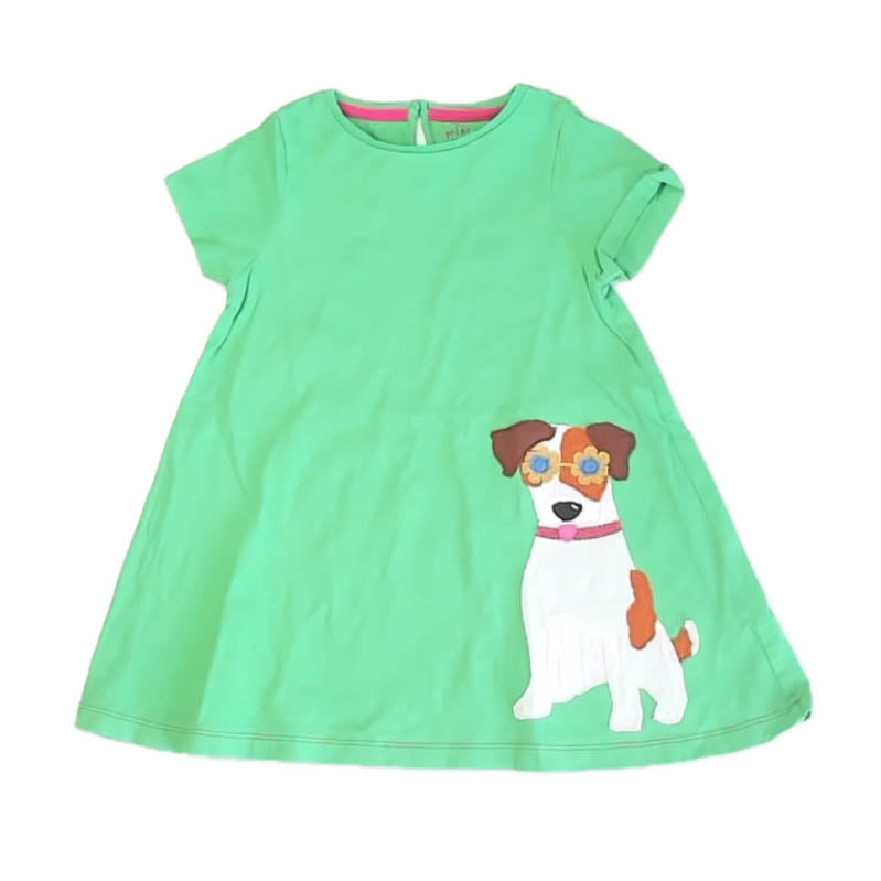 Boden Girls Green Dog Dress Size: 2-3T Green Dog