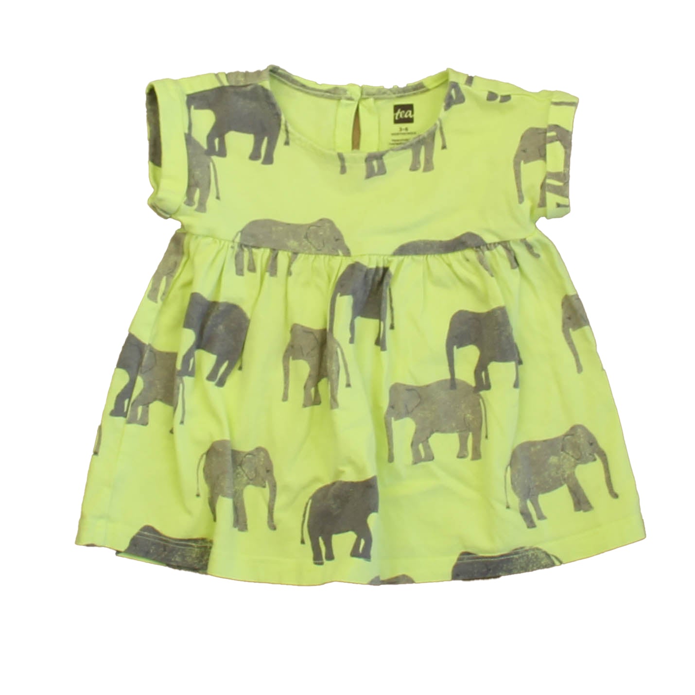 Tea Girls Green Elephants Dress Size: 3-6 Months