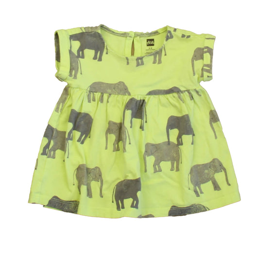 Tea Girls Green Elephants Dress Size: 3-6 Months Green Elephants