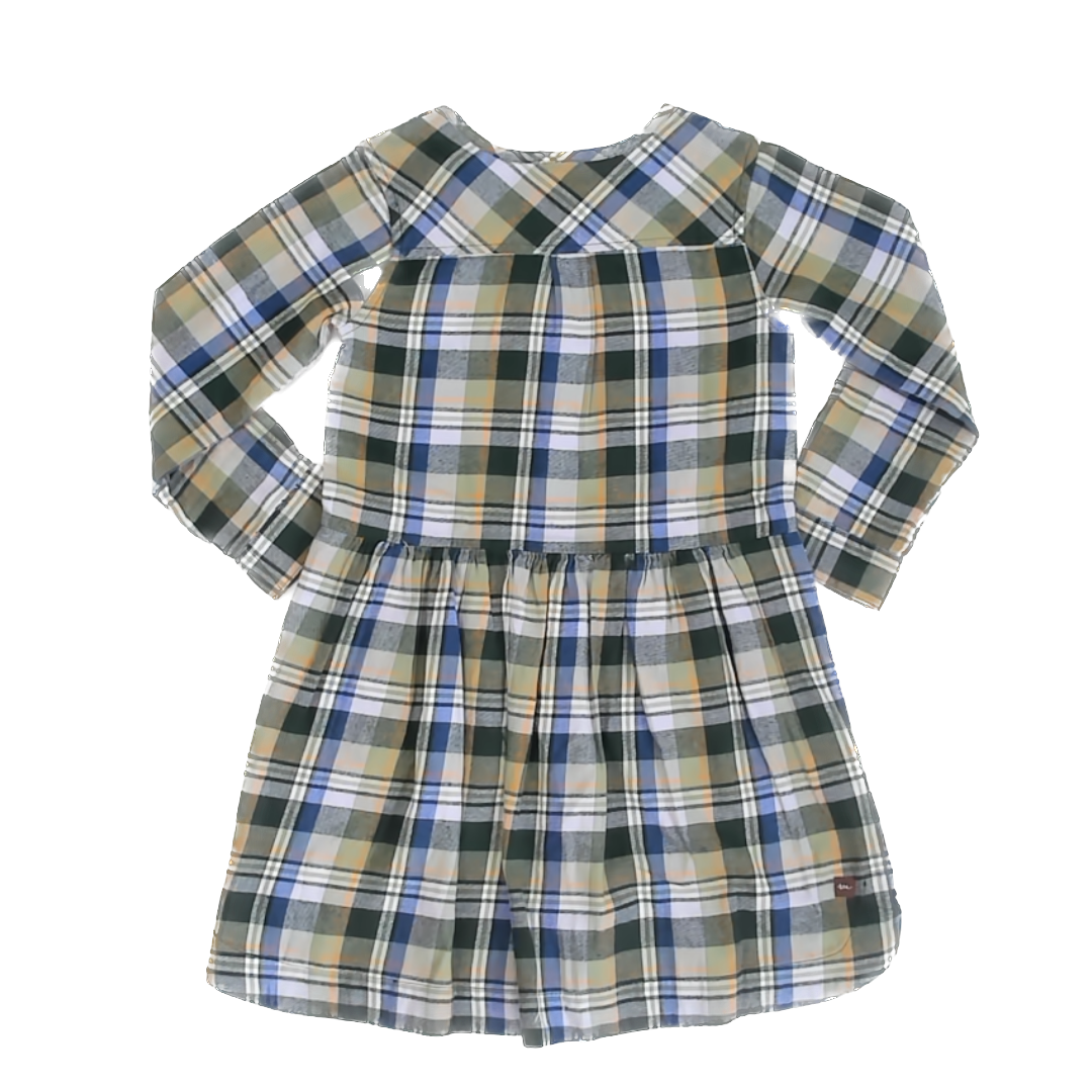 Tea Collection Girls Green Flannel Dress Size: 6 Years Green Flannel