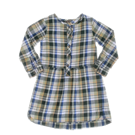 Tea Collection Girls Green Flannel Dress Size: 6 Years Green Flannel