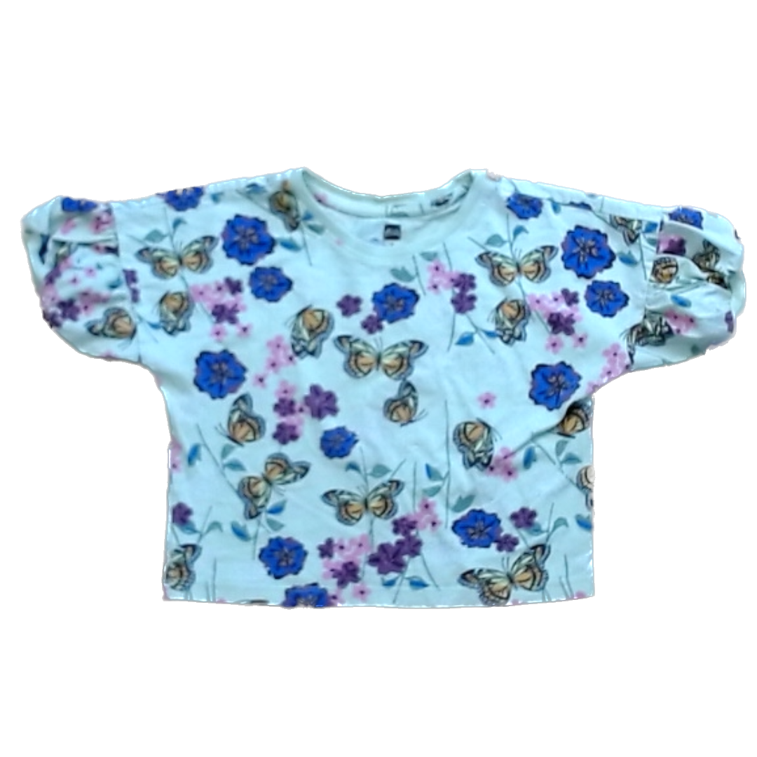 Tea Collection Girls Green | Floral Butterflies Shirt Size: 4T Green | Floral Butterflies