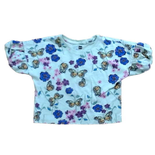 Tea Collection Girls Green | Floral Butterflies Shirt Size: 4T Green | Floral Butterflies