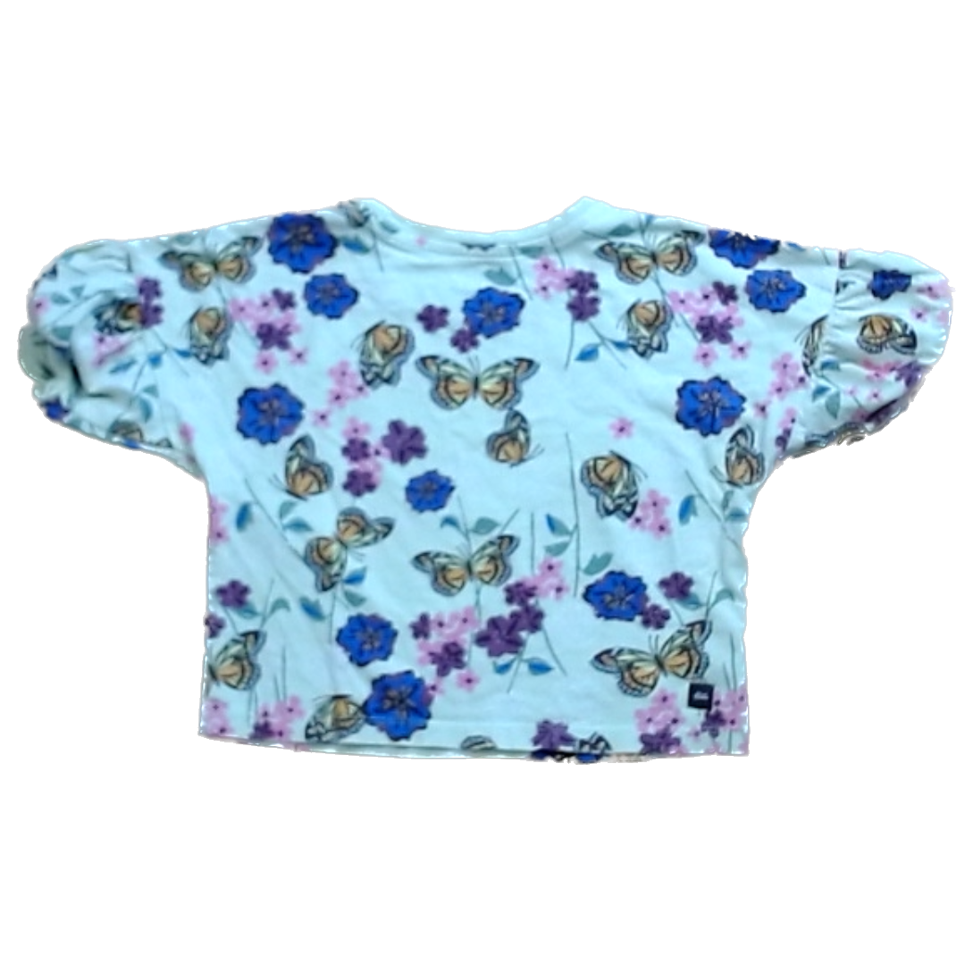 Tea Collection Girls Green | Floral Butterflies Shirt Size: 4T Green | Floral Butterflies