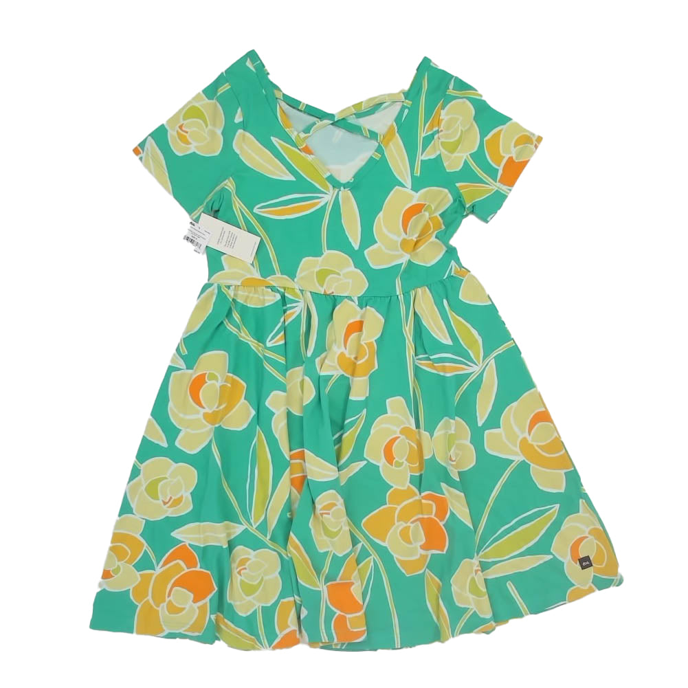 Tea Collection Girls Green Floral Dress Size: 12 Years Green Floral