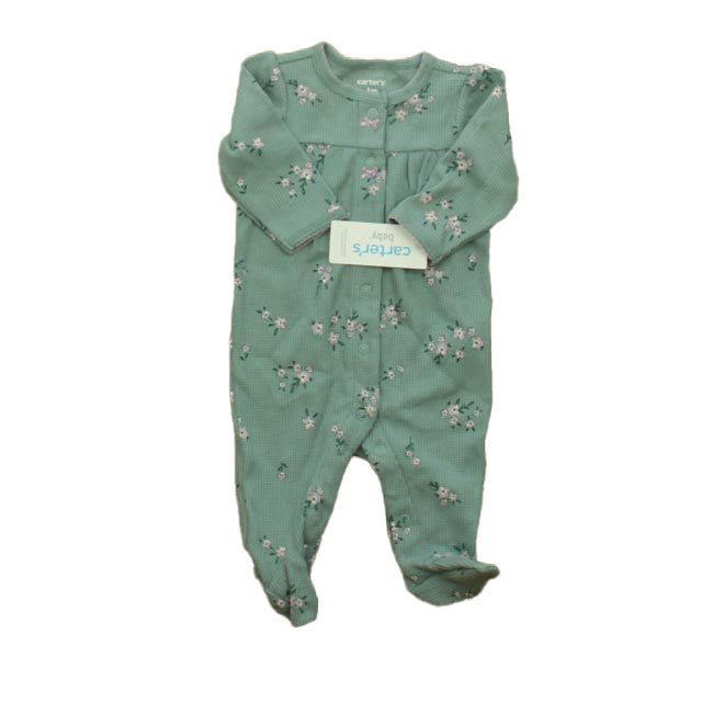 Carter's Girls Green Floral Long Sleeve Outfit Size: 3 Months