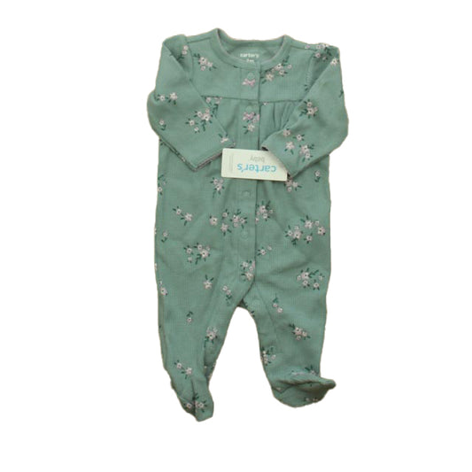 Carter's Girls Green Floral Long Sleeve Outfit Size: 3 Months