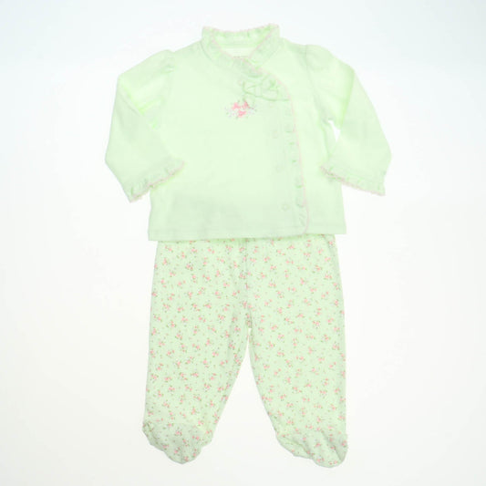 First Impressions Girls Green Floral Apparel Sets Size: 6-9 Months Green Floral