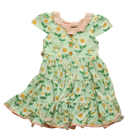 Sweet Honey Girls Green Floral Dress Size: 18 Months Green Floral