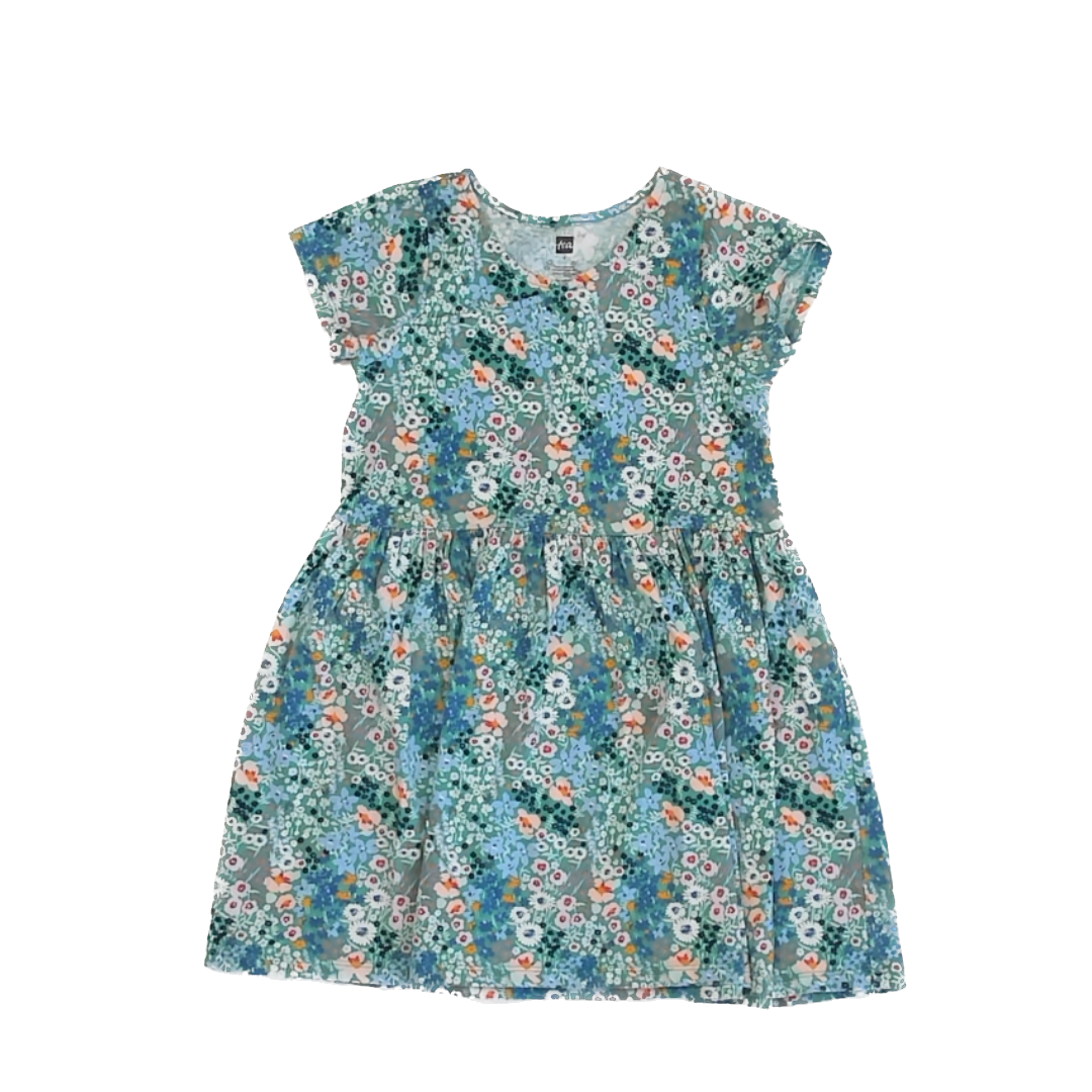Tea Collection Girls Green | Floral Dress Size: 7 Years Green | Floral