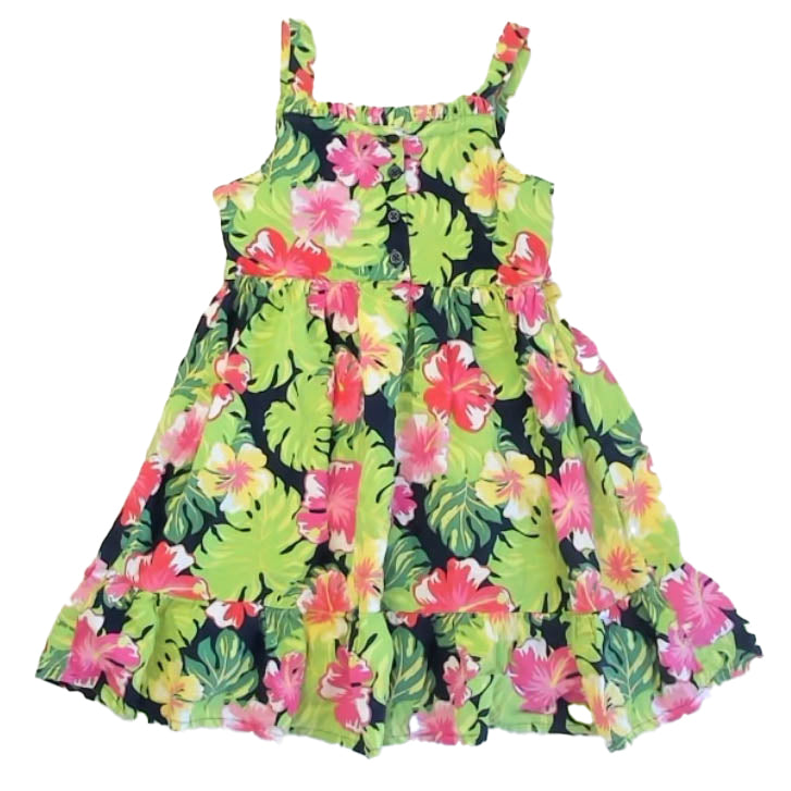 Gymboree Girls Green Floral Dress Size: 6 Years Green Floral