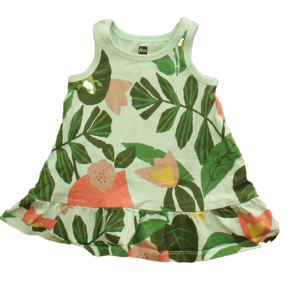 Tea Girls Green Floral Tank Top Size: 6-9 Months Green Floral