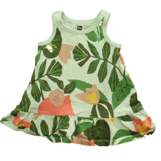 Tea Girls Green Floral Tank Top Size: 6-9 Months Green Floral