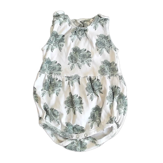 Kate Quinn Girls Green Floral Romper Size: 12-18 Months Green Floral