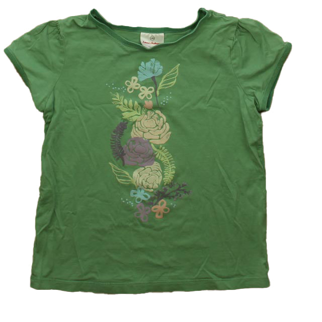 Hanna Andersson Girls Green Floral T-Shirt Size: 8 Years