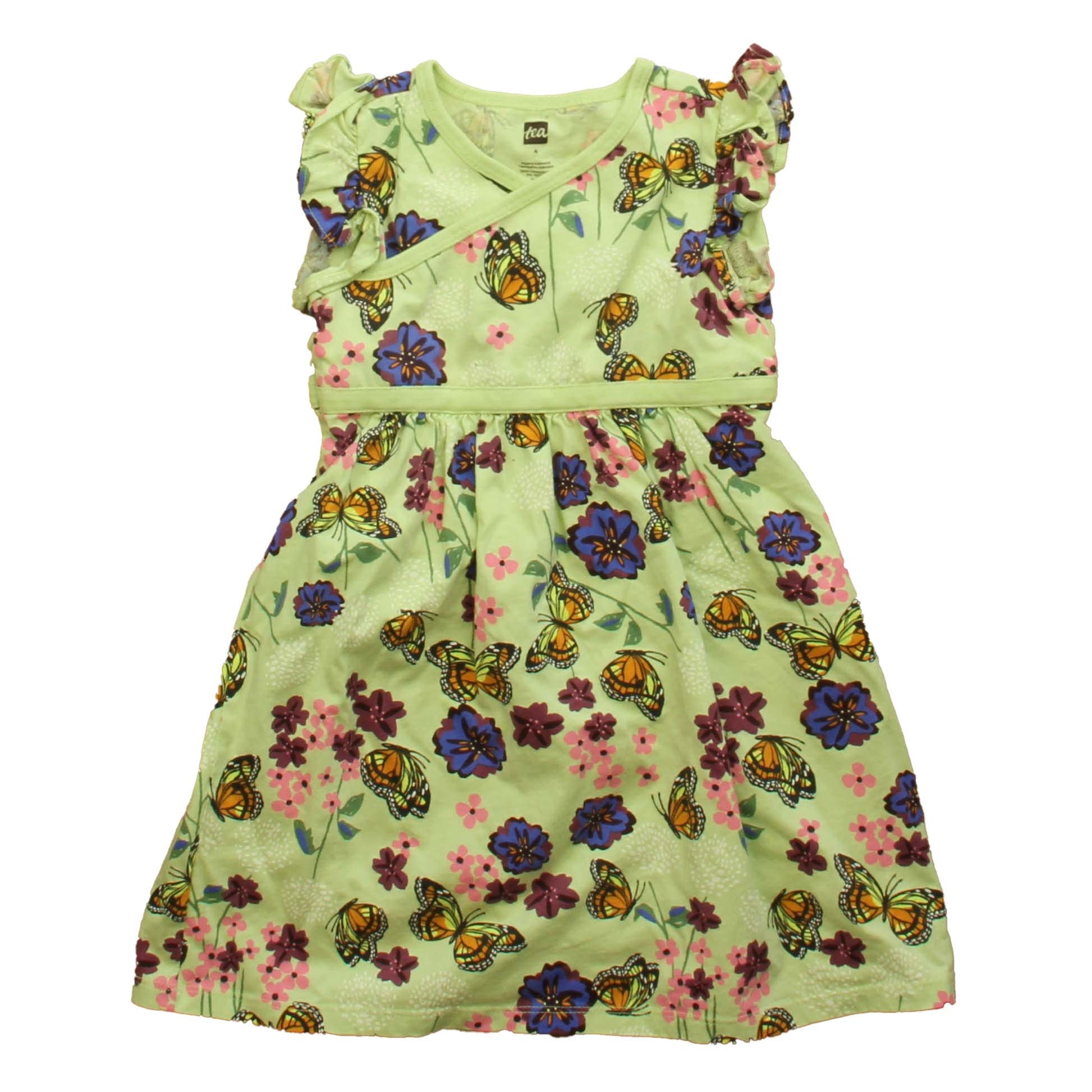 Tea Girls Green | Floral Dress Size: 4T Green | Floral