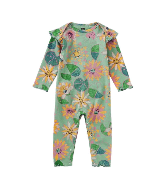 Tea Collection Girls Green Floral Long Sleeve Outfit Size: 6-9 Months Green Floral