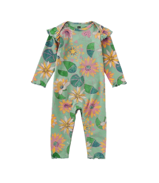 Tea Collection Girls Green Floral Long Sleeve Outfit Size: 6-9 Months Green Floral